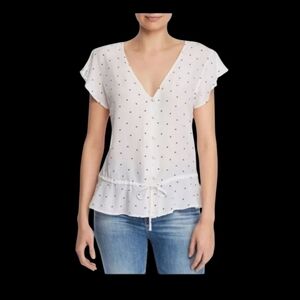 Rails Peplum Top White With Hearts XS